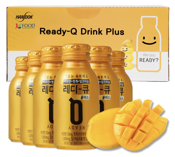 Korean Food ReadyQ Drink Plus, Mango Flavor Korean Style Energy Drink with Curcumin and Hovenia Dulcis Extract, 10 Bottles (3.38 fl oz / 100ml Each) Morning Recovery, Made in Korea, 레디큐